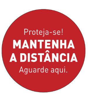 Sinalética MANTENHA A DISTÂNCIA Vinil Portas 347x347mm