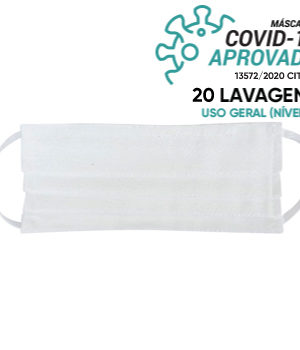 Máscara Reutilizável 20 Lavagens Branco (Pregas) 10un