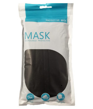 Máscara Descartável 3 Camadas Preta Blister 5x10un