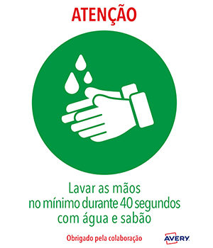 Sinalética Lavar as Mãos Adesivo A4 2un