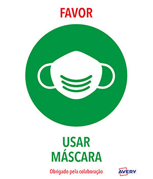 Sinalética Usar Máscara Adesivo A4 2un