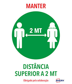 Sinalética Manter Distância Adesivo A4 2un