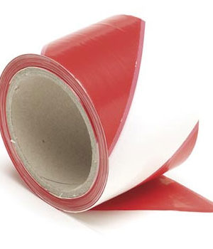 Fita Não Adesiva Sinalização Branco / Vermelho 80mmx100mts