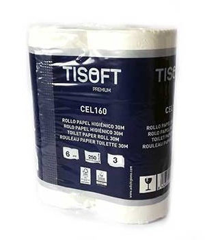 Papel Higiénico Doméstico 30mts Tisoft Premium 3Folhas 2x6Rls